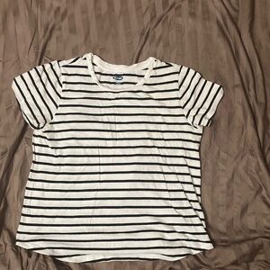 Old Navy Black and White Striped Short Sleeve Tee